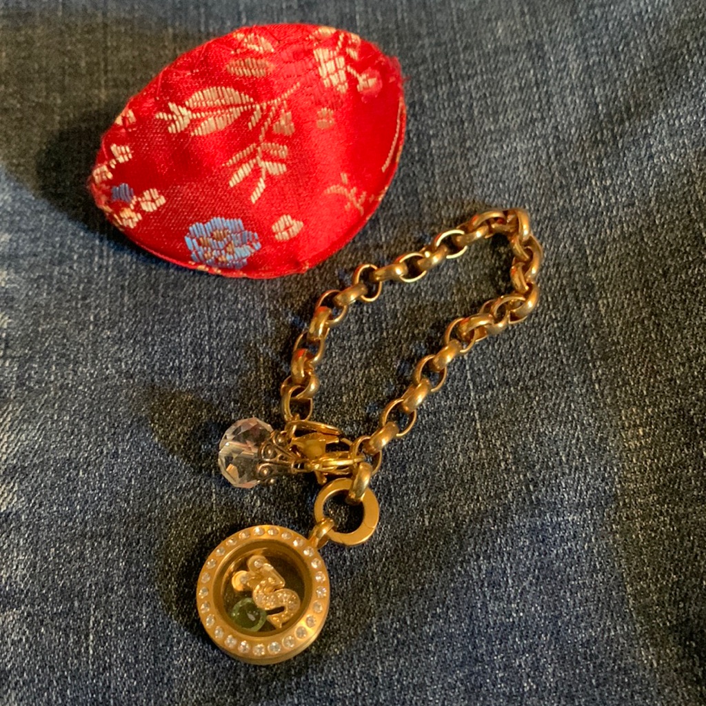 Gold Oragami Owl Charm Bracelet